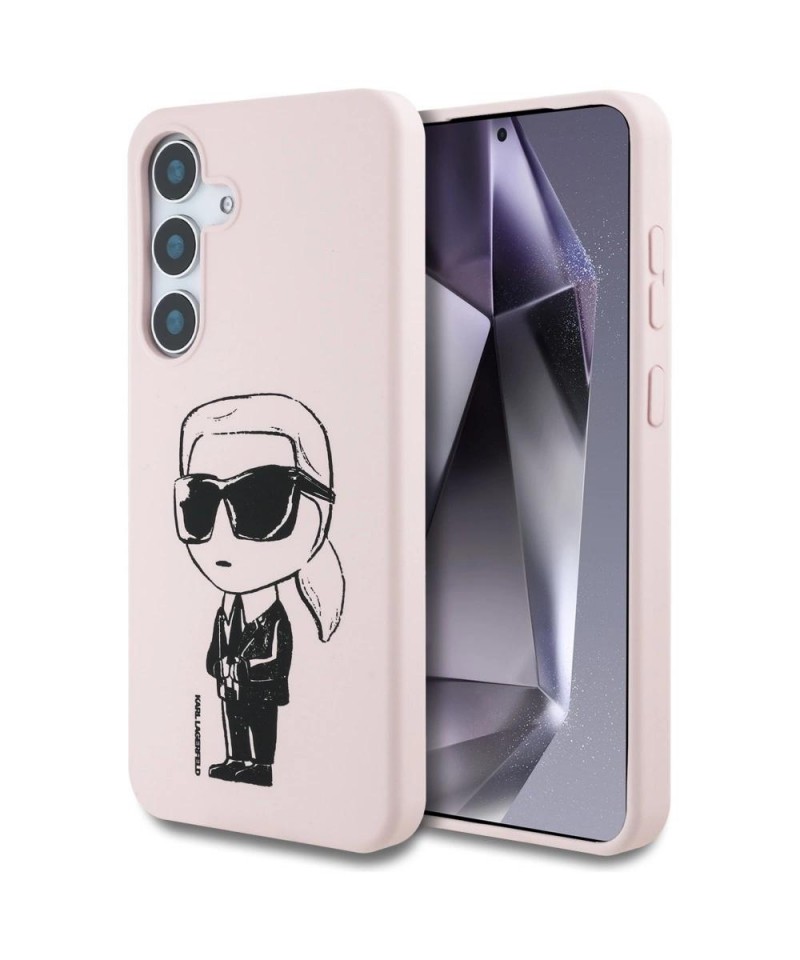 Case Karl Lagerfeld Silicone Graffiti Ikonik Printed Logo MagSafe Samsung Galaxy S25 pink