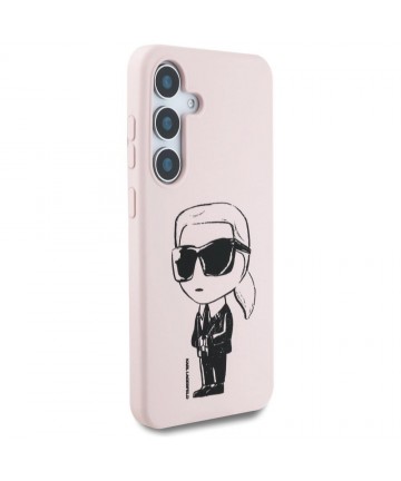 Case Karl Lagerfeld Silicone Graffiti Ikonik Printed Logo MagSafe Samsung Galaxy S25 pink