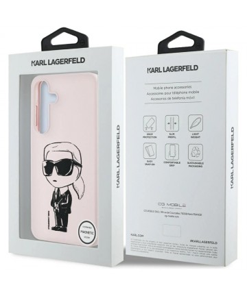 Case Karl Lagerfeld Silicone Graffiti Ikonik Printed Logo MagSafe Samsung Galaxy S25 pink