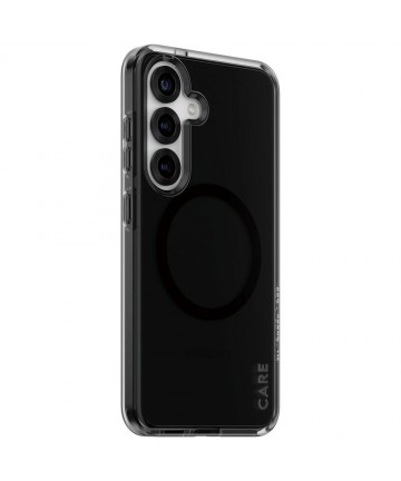 CARE by PanzerGlass Flagship Urban Combat Black QI Case for Samsung Galaxy S25 - Semi-transparent Smoke