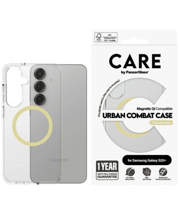 CARE by PanzerGlass Flagship Urban Combat Chardonnay QI Case for Samsung Galaxy S25+ - Transparent