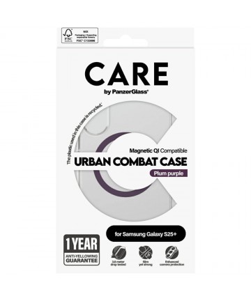 CARE by PanzerGlass Flagship Urban Combat Purple QI Case for Samsung Galaxy S25+ - Transparent