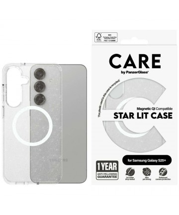 CARE by PanzerGlass Flagship Urban Combat StarLight White QI Case for Samsung Galaxy S25+ - Transparent