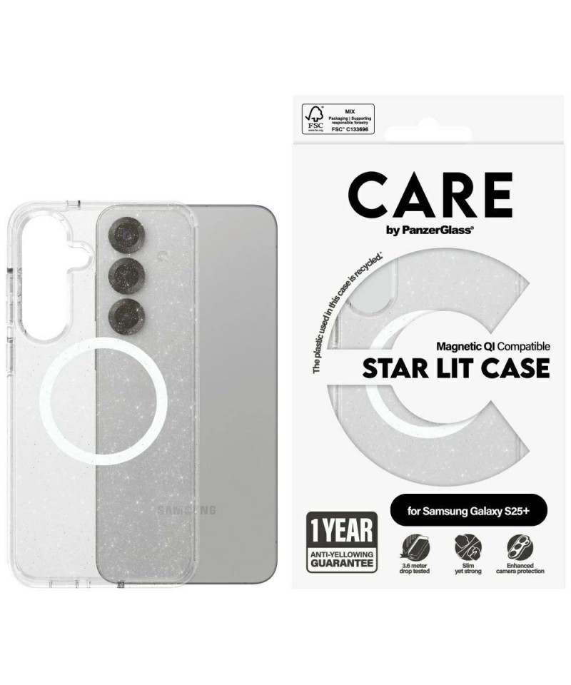 CARE by PanzerGlass Flagship Urban Combat StarLight White QI Case for Samsung Galaxy S25+ - Transparent