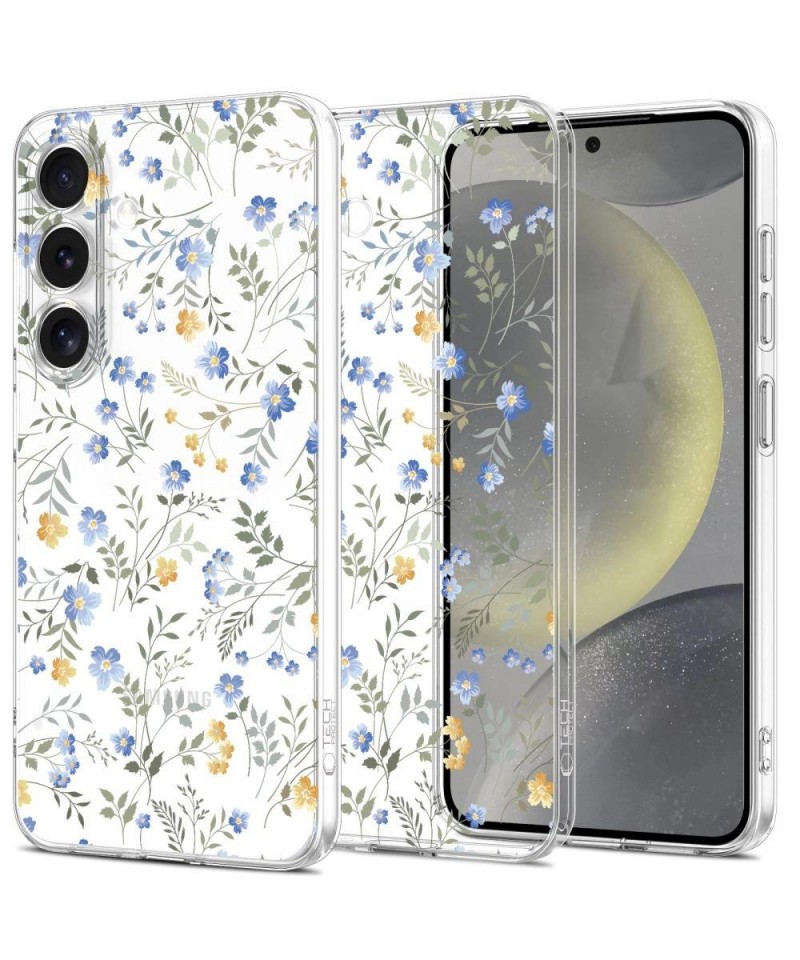 Tech-Protect FlexAir Case for Samsung Galaxy S25 - Daisies with Leaves