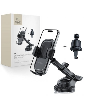 Tech-Protect V8 Car Holder for Dashboard, Windshield or Air Vent Mount - Black
