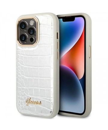 Guess Croco Collection case for iPhone 14 Pro 6.1" - silver