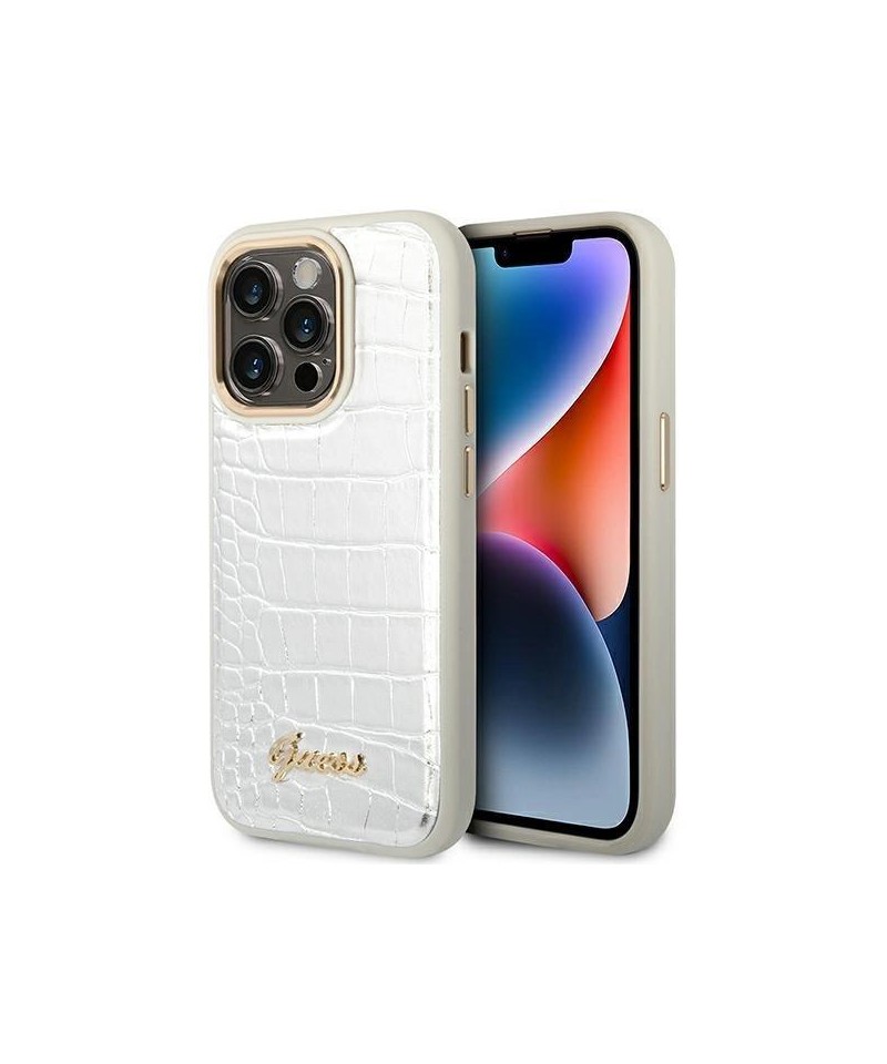 Guess Croco Collection case for iPhone 14 Pro 6.1" - silver