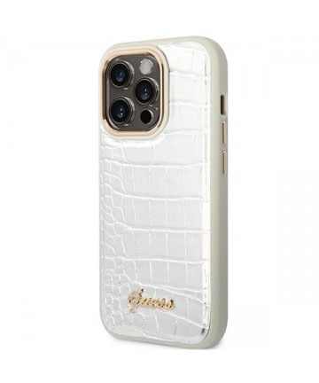 Guess Croco Collection case for iPhone 14 Pro 6.1" - silver