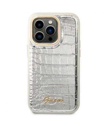 Guess Croco Collection case for iPhone 14 Pro 6.1" - silver