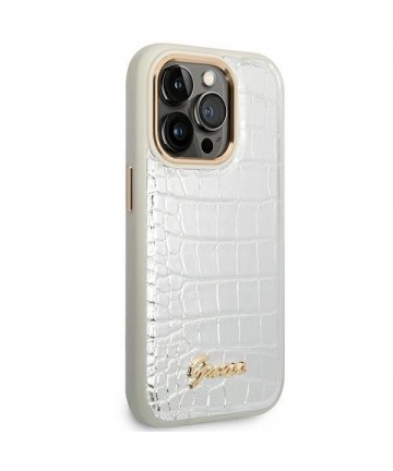 Guess Croco Collection case for iPhone 14 Pro 6.1" - silver