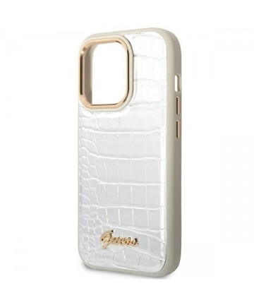 Guess Croco Collection case for iPhone 14 Pro 6.1" - silver