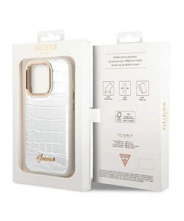 Guess Croco Collection case for iPhone 14 Pro 6.1" - silver