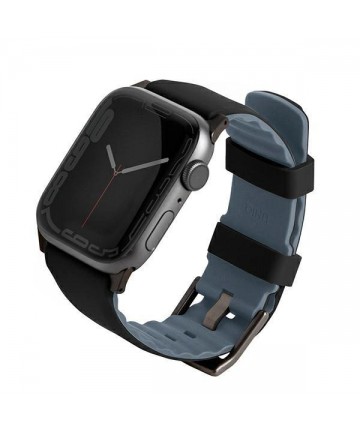 Uniq Linus Apple Watch Series 4/5/6/7/8/SE/SE2/Ultra strap 42/44/45mm. Airosoft Silicone black/midnight black