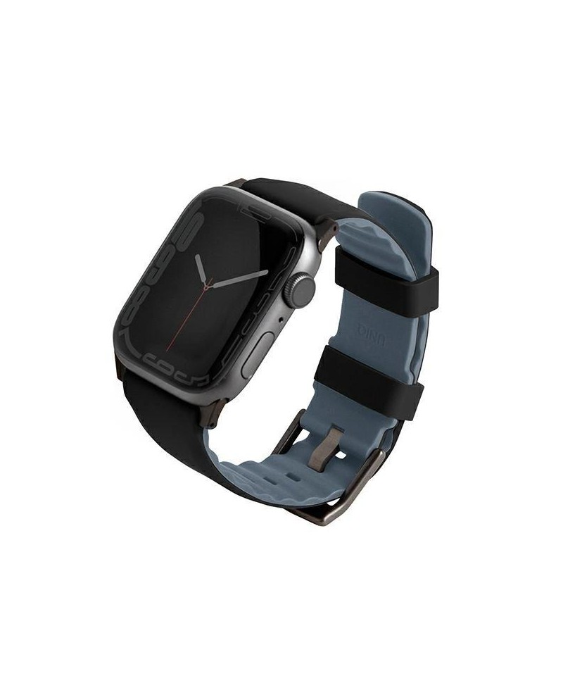 Uniq Linus Apple Watch Series 4/5/6/7/8/SE/SE2/Ultra strap 42/44/45mm. Airosoft Silicone black/midnight black