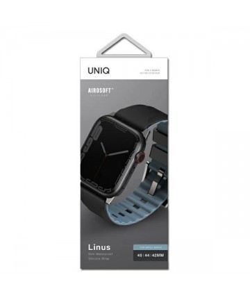 Uniq Linus Apple Watch Series 4/5/6/7/8/SE/SE2/Ultra strap 42/44/45mm. Airosoft Silicone black/midnight black