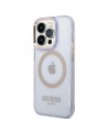 Guess Gold Outline Translucent MagSafe Case for iPhone 14 Pro Max 6.7" - Purple