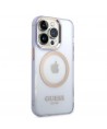 Guess Gold Outline Translucent MagSafe Case for iPhone 14 Pro Max 6.7" - Purple