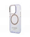 Guess Gold Outline Translucent MagSafe Case for iPhone 14 Pro Max 6.7" - Purple