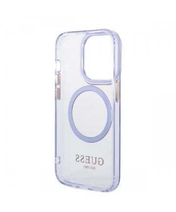 Guess Gold Outline Translucent MagSafe Case for iPhone 14 Pro Max 6.7" - Purple