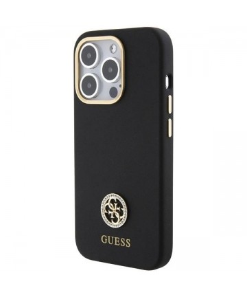 Guess Silicone Logo Strass 4G Case for iPhone 15 Pro - Black