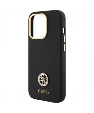 Guess Silicone Logo Strass 4G Case for iPhone 15 Pro - Black