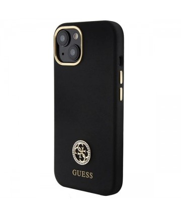 Guess Silicone Logo Strass 4G Case for iPhone 15 - Black