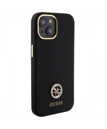 Guess Silicone Logo Strass 4G Case for iPhone 15 - Black