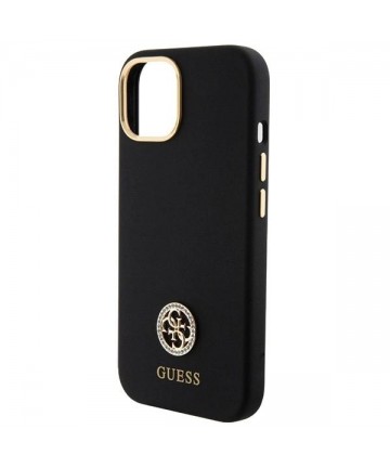 Guess Silicone Logo Strass 4G Case for iPhone 15 - Black