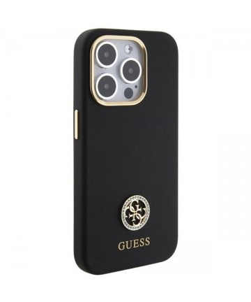 Guess Silicone Logo Strass 4G case for iPhone 15 Pro Max - black