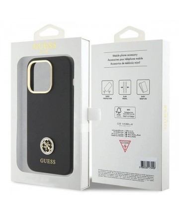 Guess Silicone Logo Strass 4G case for iPhone 15 Pro Max - black