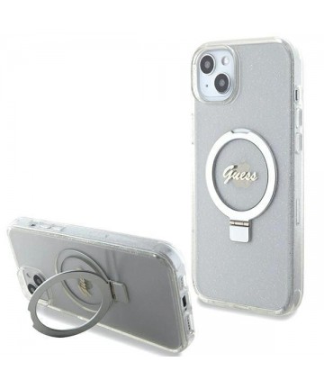 Guess GUHMP15MHRSGSD iPhone 15 Plus / 14 Plus 6.7" transparent/transparent hardcase Ring Stand Script Glitter MagSafe