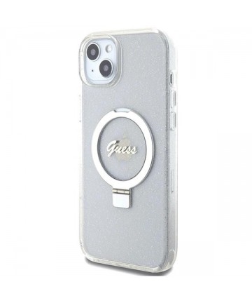 Guess GUHMP15MHRSGSD iPhone 15 Plus / 14 Plus 6.7" transparent/transparent hardcase Ring Stand Script Glitter MagSafe