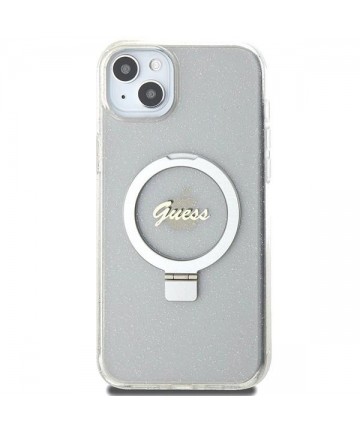 Guess GUHMP15MHRSGSD iPhone 15 Plus / 14 Plus 6.7" transparent/transparent hardcase Ring Stand Script Glitter MagSafe
