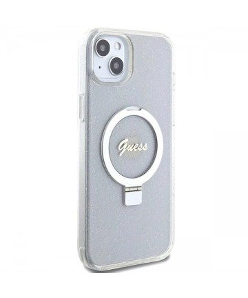 Guess GUHMP15MHRSGSD iPhone 15 Plus / 14 Plus 6.7" transparent/transparent hardcase Ring Stand Script Glitter MagSafe