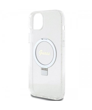 Guess GUHMP15MHRSGSD iPhone 15 Plus / 14 Plus 6.7" transparent/transparent hardcase Ring Stand Script Glitter MagSafe