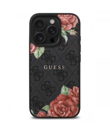 Guess GUHMP16LP4ROPEMCK iPhone 16 Pro 6.3" black/black hardcase 4G Flowers Print MagSafe