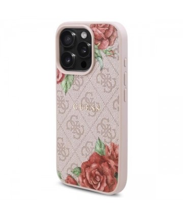 Guess GUHMP16LP4ROPEMCP iPhone 16 Pro 6.3" pink/pink hardcase 4G Flowers Print MagSafe