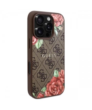 Guess GUHMP16LP4ROPEMCW iPhone 16 Pro 6.3" brown/brown hardcase 4G Flowers Print MagSafe