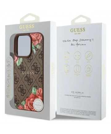 Guess GUHMP16LP4ROPEMCW iPhone 16 Pro 6.3" brown/brown hardcase 4G Flowers Print MagSafe