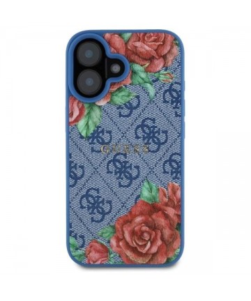 Guess GUHMP16SP4ROPEMCB iPhone 16 6.1" blue/blue hardcase 4G Flowers Print MagSafe