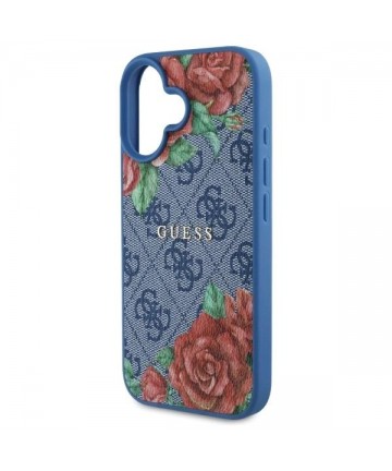 Guess GUHMP16SP4ROPEMCB iPhone 16 6.1" blue/blue hardcase 4G Flowers Print MagSafe