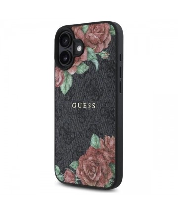 Guess GUHMP16SP4ROPEMCK iPhone 16 6.1" black/black hardcase 4G Flowers Print MagSafe