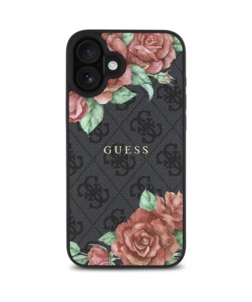 Guess GUHMP16SP4ROPEMCK iPhone 16 6.1" black/black hardcase 4G Flowers Print MagSafe