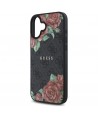 Guess GUHMP16SP4ROPEMCK iPhone 16 6.1" black/black hardcase 4G Flowers Print MagSafe