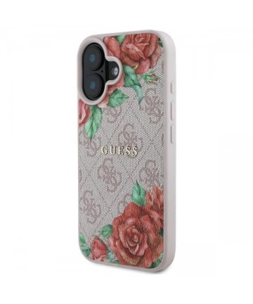 Guess GUHMP16SP4ROPEMCP iPhone 16 6.1" pink/pink hardcase 4G Flowers Print MagSafe