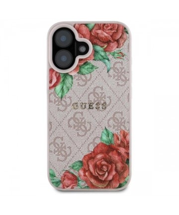 Guess GUHMP16SP4ROPEMCP iPhone 16 6.1" pink/pink hardcase 4G Flowers Print MagSafe
