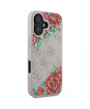 Guess GUHMP16SP4ROPEMCP iPhone 16 6.1" pink/pink hardcase 4G Flowers Print MagSafe