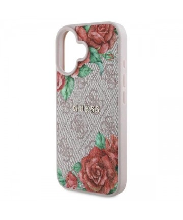 Guess GUHMP16SP4ROPEMCP iPhone 16 6.1" pink/pink hardcase 4G Flowers Print MagSafe