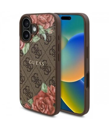 Guess GUHMP16SP4ROPEMCW iPhone 16 6.1" brown/brown hardcase 4G Flowers Print MagSafe